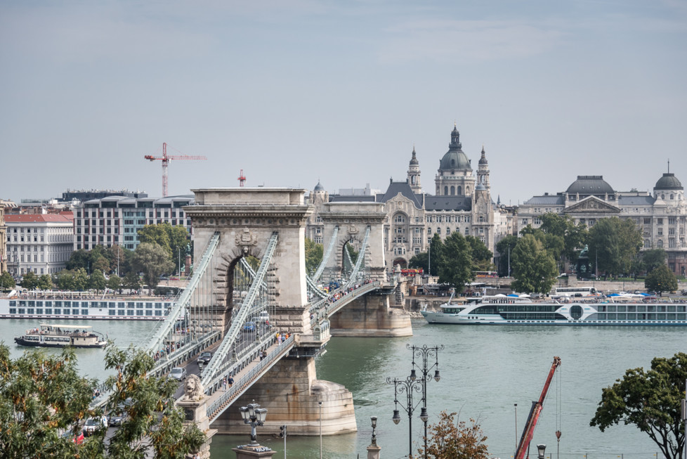 Chain Bridge over Danube River in Budapest
